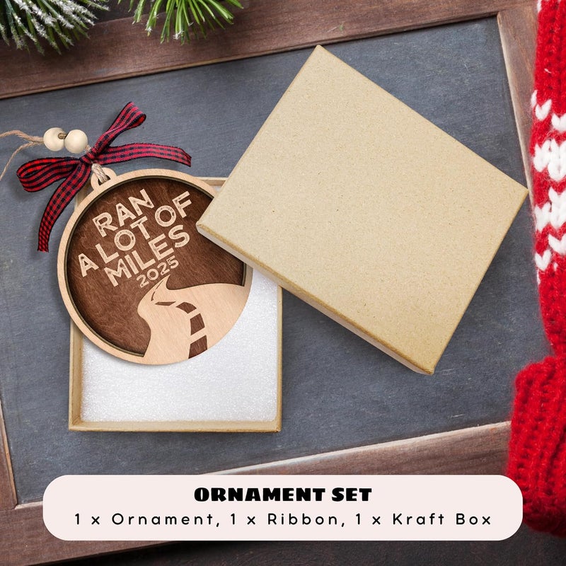 MAPDTWO Running Ornament - Gifts for Runners - Running Ornaments, Runner Ornaments for Christmas Tree - Marathon Runner Gifts for Women, Men, Runners - Wood Ran A Lot of Miles Run Ornament 2025 - Image 3